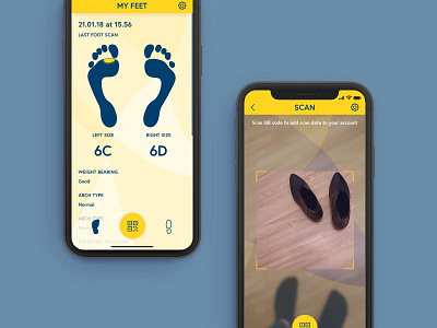 Foot Scanner App UI app design feet iphone mockup iphone x prototype qr scanning scanning ui user interface ux