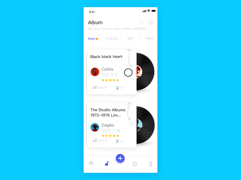 Music interface dynamic effect app design gif interface music ui