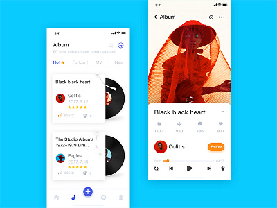 Music interface dynamic effect ——3 album app design fashion interface music ui