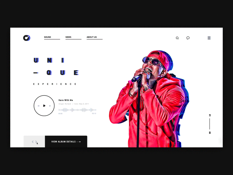 Dynamic effect of music website design gif interface music ui webpage