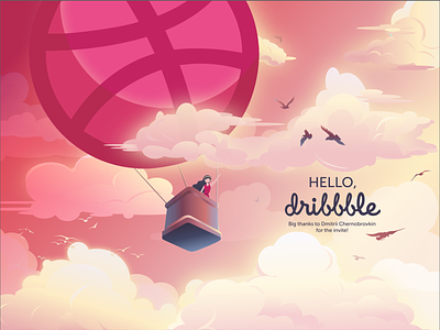Hello Dribbblers! design hello hello dribbble illustration invite shot thanks