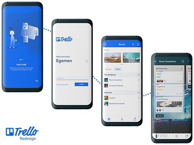 Trello App Redesign app design blue clean illustraion mobile redesign redesign concept trello ui ux