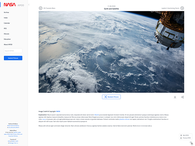 NASA APoD Homepage Redesign astronomy blue branding clean ui ux nasa picture redesign typography website design white