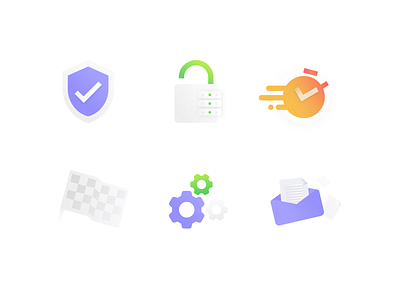 Mailing icons design fast finish flat icon lock mail minimal noise setting shield time