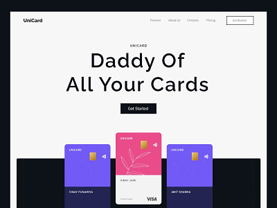 UniCard - A Unified Card Adobe XD Landing Page Template