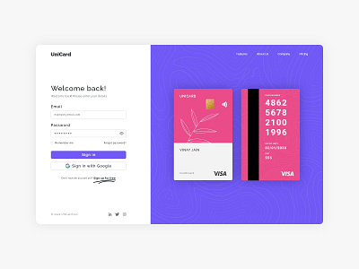 Unicard - A Unified Card Exploration Login Page