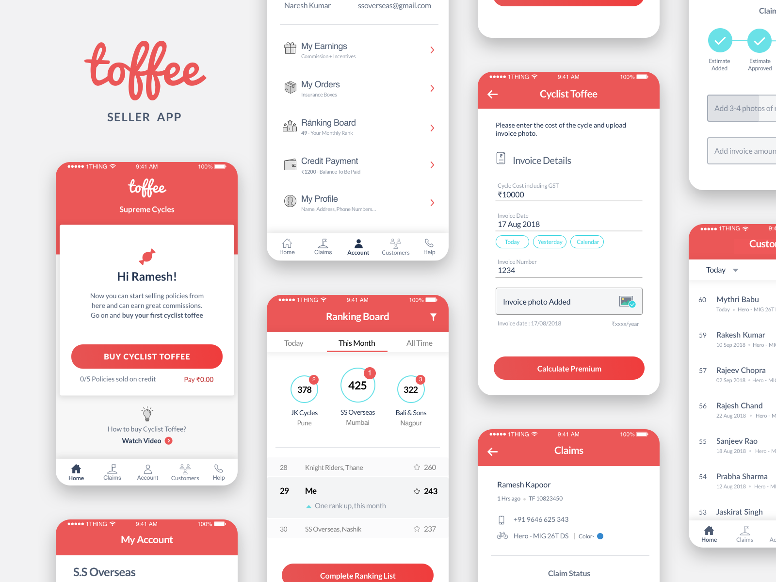 Toffee Insurance/Seller App by Shiva Kumar on Dribbble