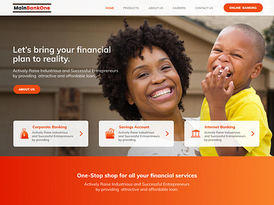 Mainbankone Bank Landing Page UI ( Above the fold)