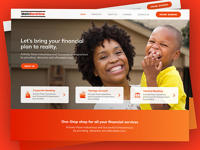 Financial Institution Landing Page UI (Above the fold)