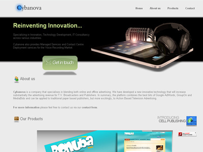 Cybanova clientwork design website