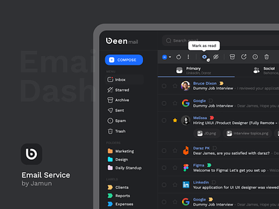 beenmail - reimagined email service chat box compose dashboard email email ui gmail inbox inbox email inbox mail inbox ui left menu list mail product design ui