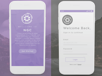 NGC App Splash n Login adobe xd graphic designing ui ux uxui