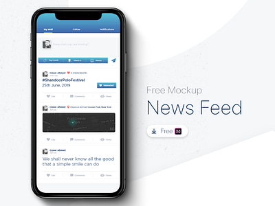 News Feed Mock up adobe xd app design device free graphic design interface mockup news feed templete ui uxui xd