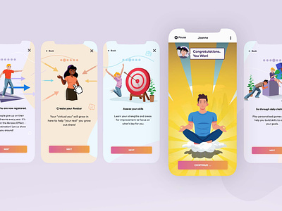 UJJI - The world's first game-based self-coach app agency app app develompent application business design game-based games gamification illustration mdevelopers mobile app mobile app development self-coach ui ui design ujji ux ux design vector