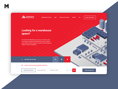 Cushman & Wakefield agency animation app business design ecommerce graphic design isometric layout mdevelopers minteractive red rental ui ux warehouse web web design website www