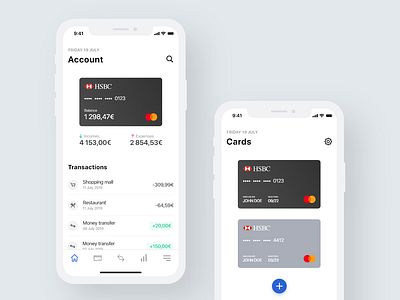 Minimalistic Banking App account app bank banking credit card finance ios mastercard minimalistic mobile money wallet