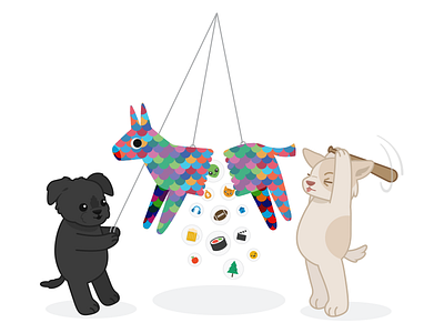 puppy shenanigans cute dogs illustration pinata