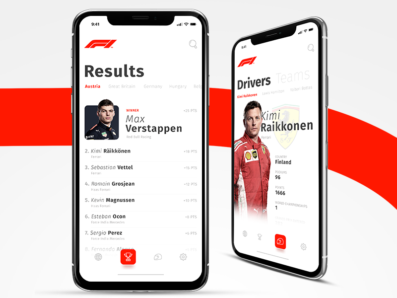 F1 App Concept by Marcin Szetela on Dribbble