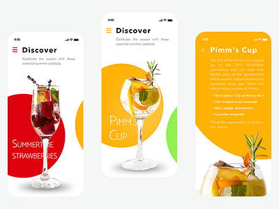 Summer Drinks - mobile app app design drink interface ios iphone mobile ui