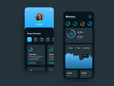 Sleep App Dark Dashboard