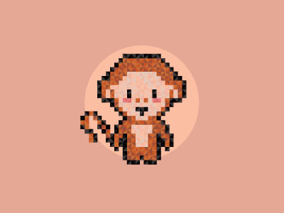 Baby Cute Pixel Monkey