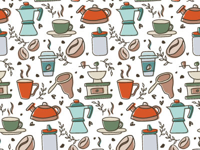 Pattern Coffee branding coffee colors design hot icon pattern seed