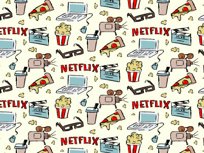 Pattern Netflix Lovers 3d film laptop movie netflix pattern pizza popcorn relax