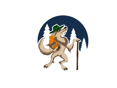 Hiking Wolf camping extreme flat forest hiking illustration logo outdoors sports wild wolf