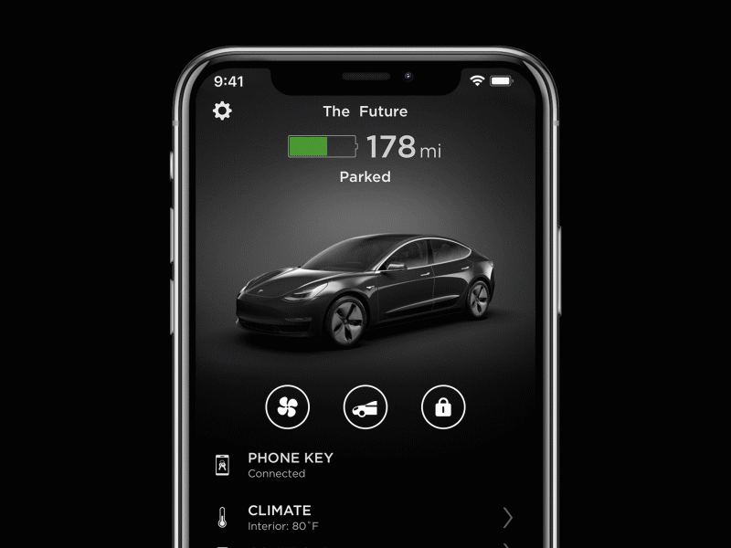 Tesla Icon Interactions animation interaction design mobile app