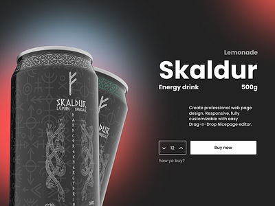 Skaldur Energy drink | Daily Design 3d abstract beverage branding brand identity can drink energy energy drink glow glow abstract visual identity gradient identity packaging packaging design ui ux website