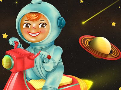 Space Boy illustration kids retro space