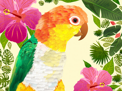 Tropical Mood animal flowers illustration leaves parrot tropic