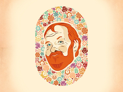 Flowerman flowers illustration man redhead retro