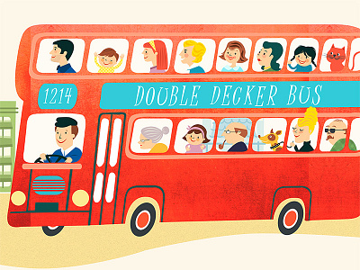 London Bus bus illustration kids london people red retro