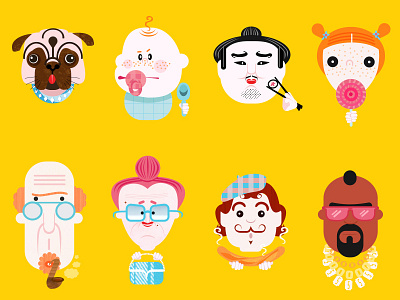 Character Design character comic faces icons illustration people yellow