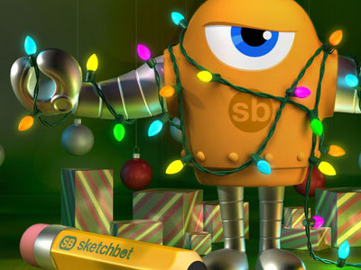 Sketchbot Happy Holidays christmas holidays lights pencil presents robot sketchbot