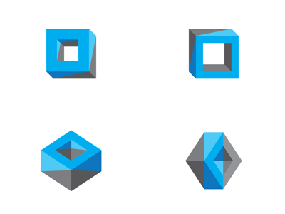 Box versions for a logo blue box grey isometric logo