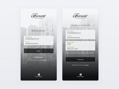 "Concierge" Login Screen app clean hospitality interactiondesign login screen minimalistic product design ui uidesign ux