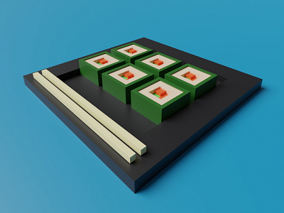 Sushi 3d blender design graphic design illustration low poly visual design