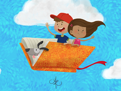 Hope you like to read cute dog happy illustration kids kids book kids illustration ps read sky