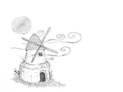 Windmill boot drawdraw drawing illustration illustration art lineart minimalismus nature sunflower traditional art