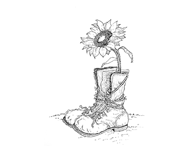 Good times book cover boot drawing meditation illustration nature poem sunflower sunflowers sunny traditional