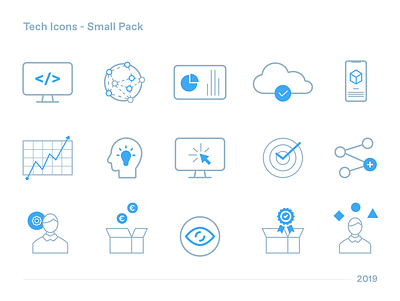 Tech Icons (small pack) app blue company design digital icons icons pack iconset tech technology vector website