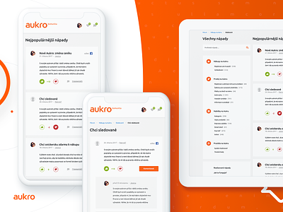 Aukro community mobile version aukro chat clean community design discussion ecommerce grapefruit graphics orange web website white