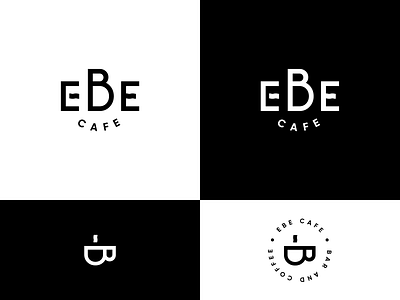 Ebe cafe logo concept b letter black branding cafe cafe logo café clean coffee coffee shop design e letter ebe graphics logo logomark simple simple logo typography vector white