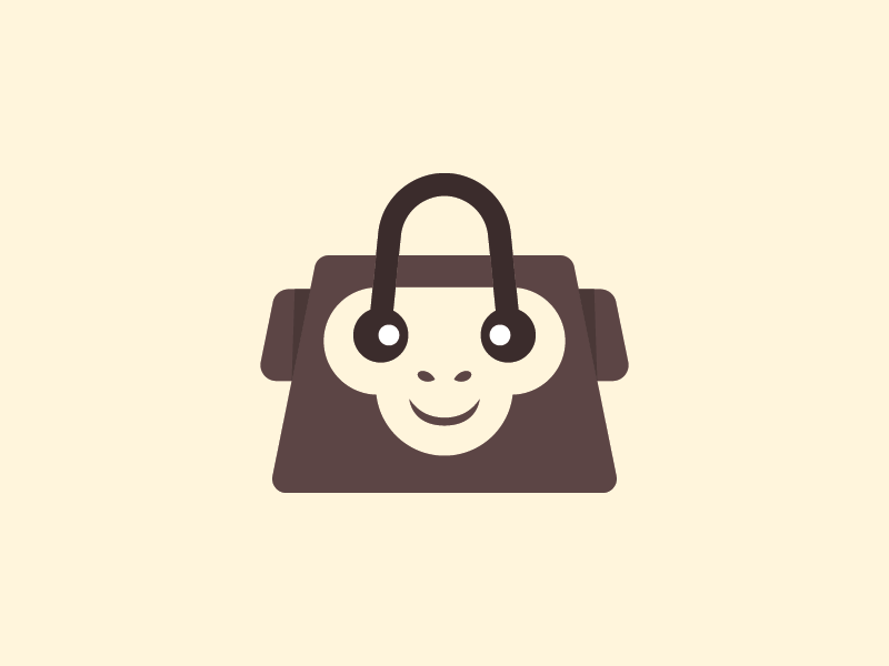 luggage with monkey logo