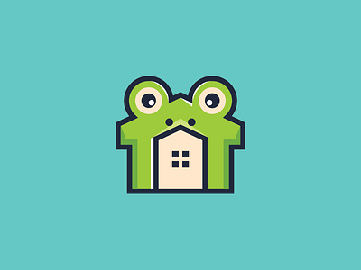 Frog Home animal branding cute frog frog logo home kids logo mark real estate symbol