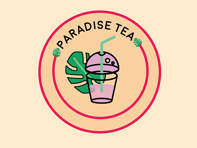 Paradise Tea Sticker brand brand identity branding bubble tea food food and beverage food and drink identity illustration illustrator logo packaging san antonio texas