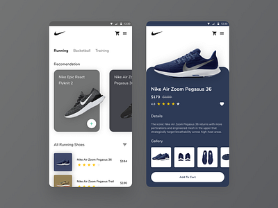 Nike Store App app ecommerce mobile nike shoe ui ui design uiux