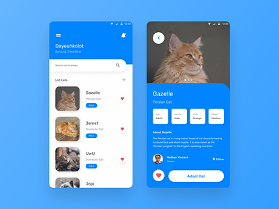 CatMe adoption app blue cat mobile pet ui ui design uiux